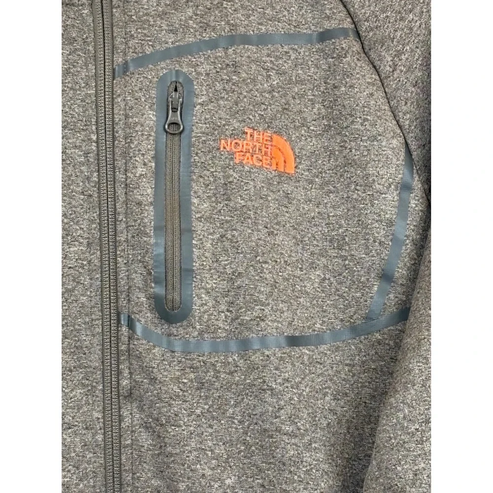 The North Face Mens Full Zip Hoodie Brown Heather Fleece Jacket Thumbholes M